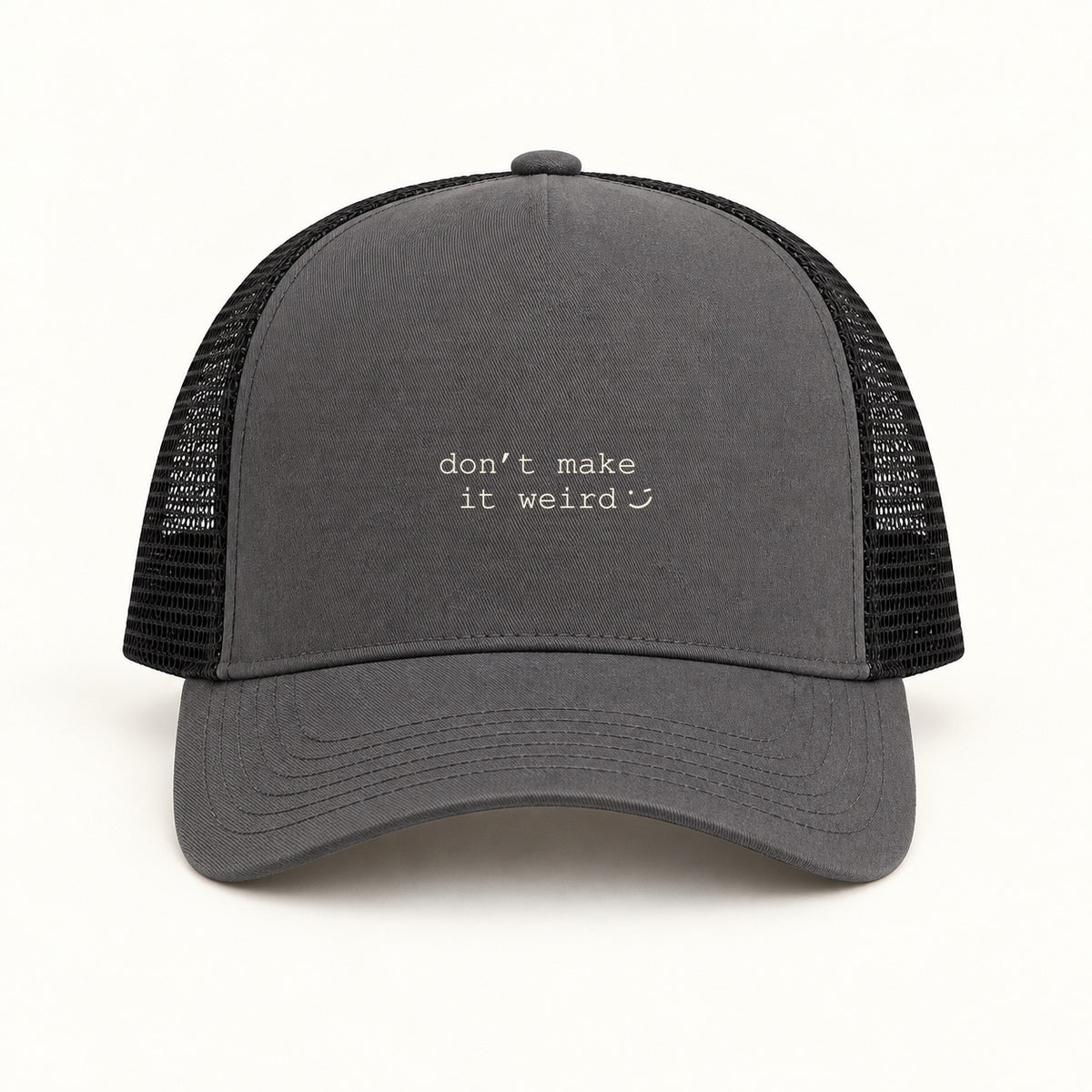 dont make it weird trucker cap in charcoal black