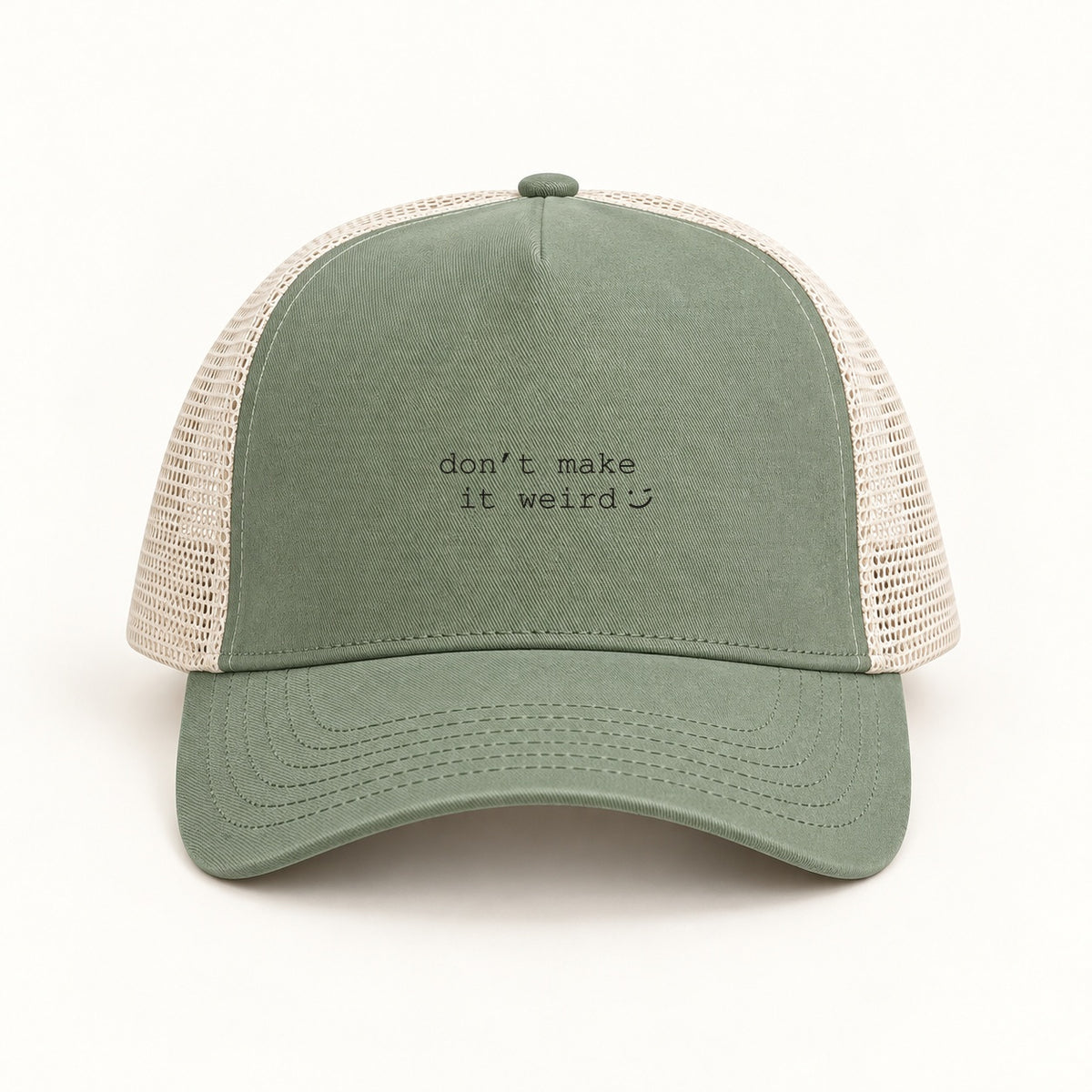 dont make it weird trucker cap in sage cream