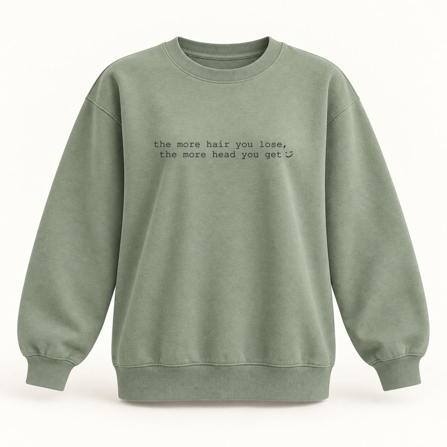 more hair more head crewneck sweatshirt in sage