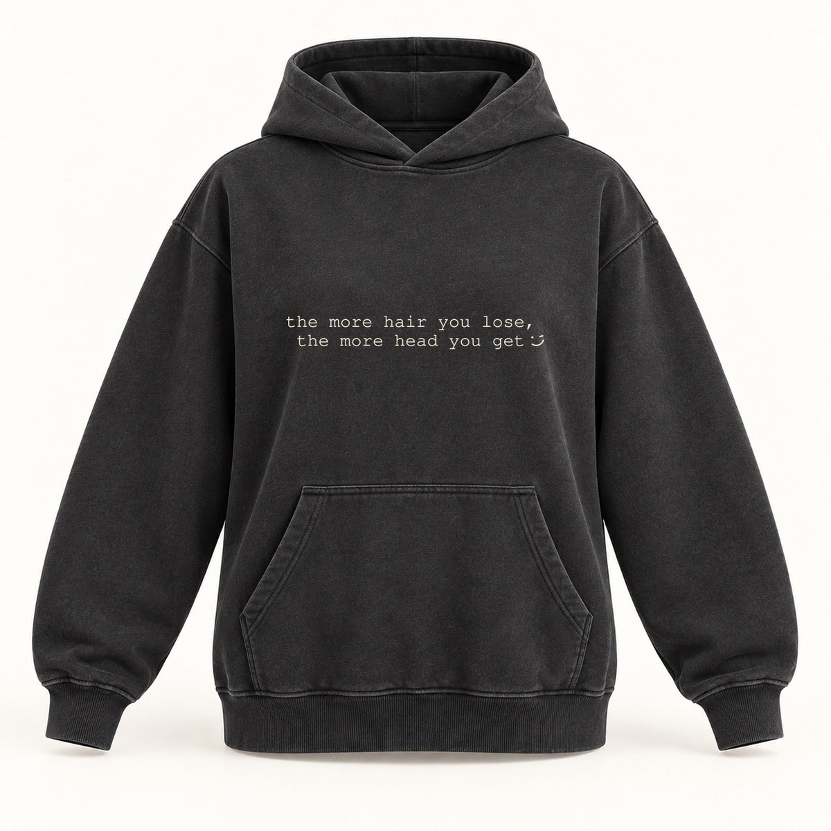 more hair more head hoodie in washed black