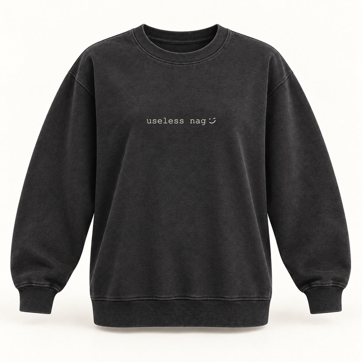 useless nag crewneck sweatshirt in washed black